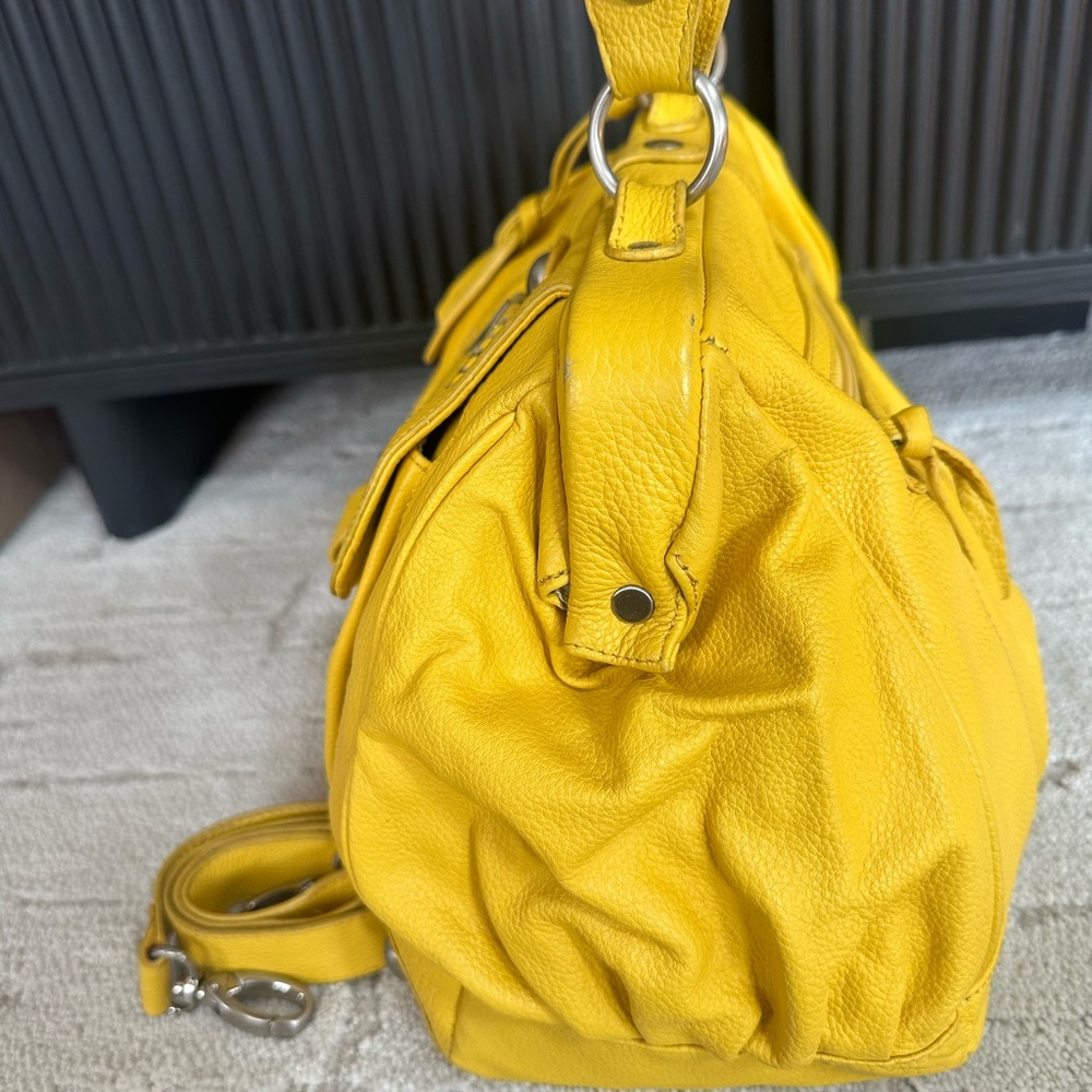 Hype Y2K Yellow Pebbled Leather Satchel with Detachable Strap - Costa Del Sol - Picture 9 of 13